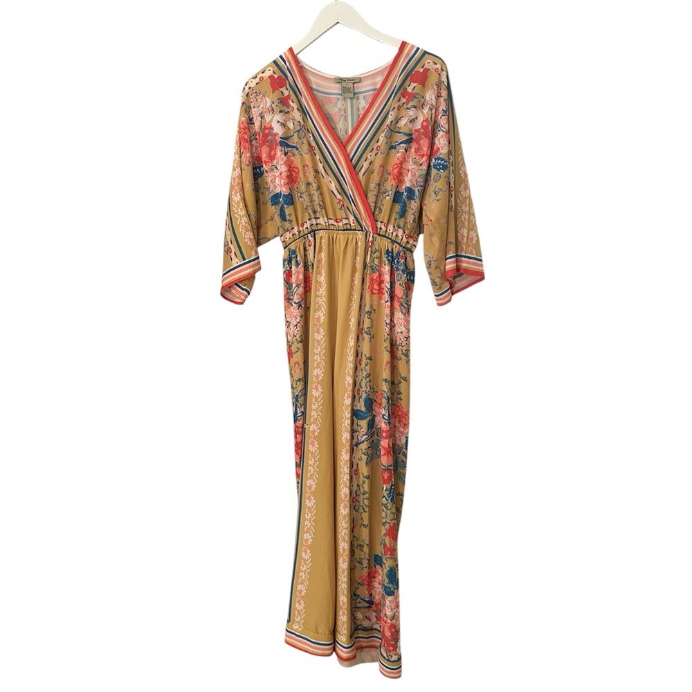 Flying Tomato Women’s Size Small Floral Print Mustard Yellow Pantsuit Romper - Picture 3 of 12